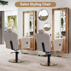 LOUVIXA Height Adjustable Salon Chair for Hair Sylist, Reclining Salon Hair Chairs, Hydraulic Barber Chair, 360 Degree Swivel Shampoo Chairset for Barbershop (Grey)