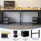 94.5" Heavy Duty Workbench, Height Adjustable Garage Work Table, Workstation Desk with Power Strip2, Workbench with Pegboard, 2000LBS Max Load