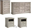 LOUVIXA 4-Piece Farmhouse Bedroom Set (9-Drawer Dresser, 5-Drawer Chest & Nightstands)