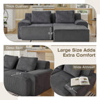 Modular Sectional Sofa, Boneless Couches for Living Room, Corduroy Couch, Big Comfy Couch, Modular Cloud Sofa with Deep Seat (Grey, 2 Pieces-Loveseat)
