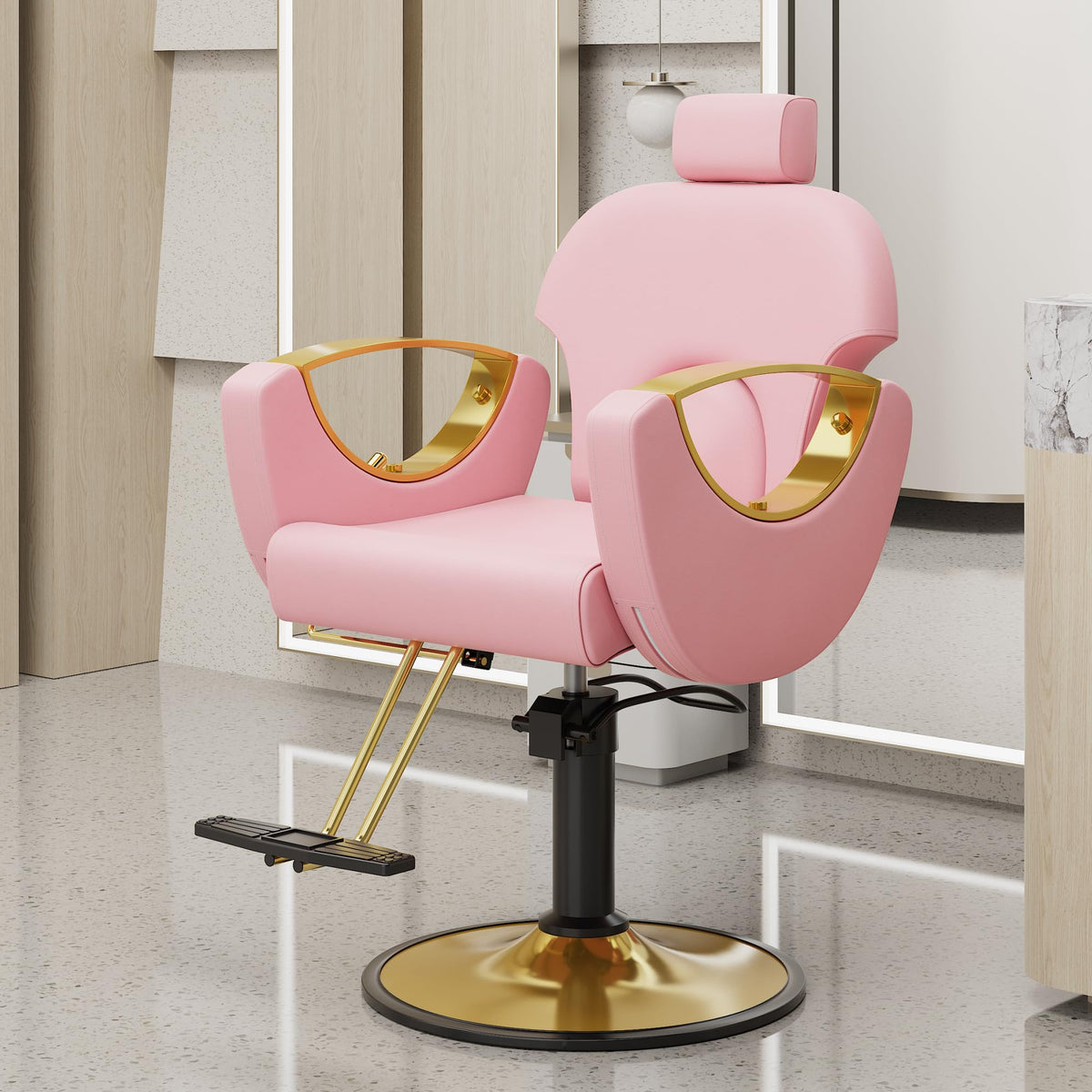 LOUVIXA Barber Chair for Hair Stylist, Height Adjustable Hydraulic Hair Reclining Salon Chair, 360 Degrees Rotation, Multi-Function Shampoo Chair for Salon Barbershop (Grey)