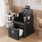LOUVIXA Pedicure Station for Nail Tech, No Plumbing Pedicure Chair with Massage Pedicure Tub (Gloss Black-Silver)