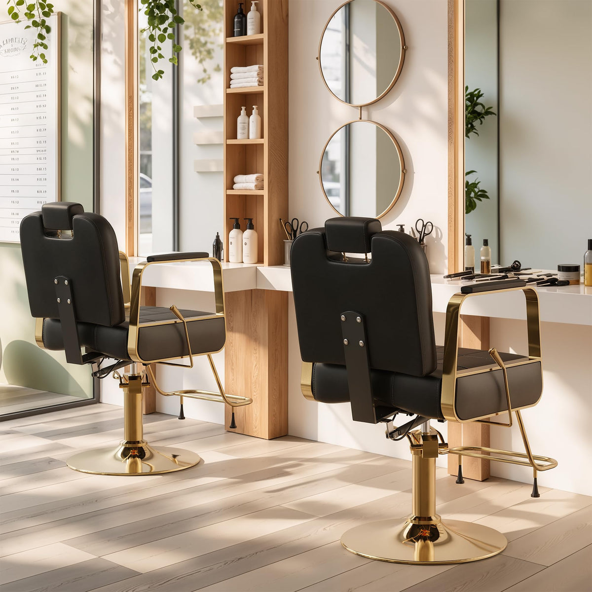 Barber Salon Chair for Hair Sylist, Hydraulic Salon Chairs with Headrest, Height Adjustable Barber Chairs, Reclining Barber Styling Chairs, 360 Degrees Rotation Shampoo Chair for Barbershop(White)