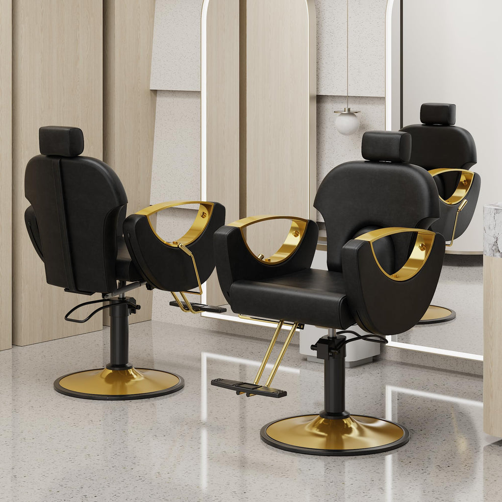 LOUVIXA Barber Chair for Hair Stylist, Height Adjustable Hydraulic Hair Reclining Salon Chair, 360 Degrees Rotation, Multi-Function Shampoo Chair for Salon Barbershop (Grey)
