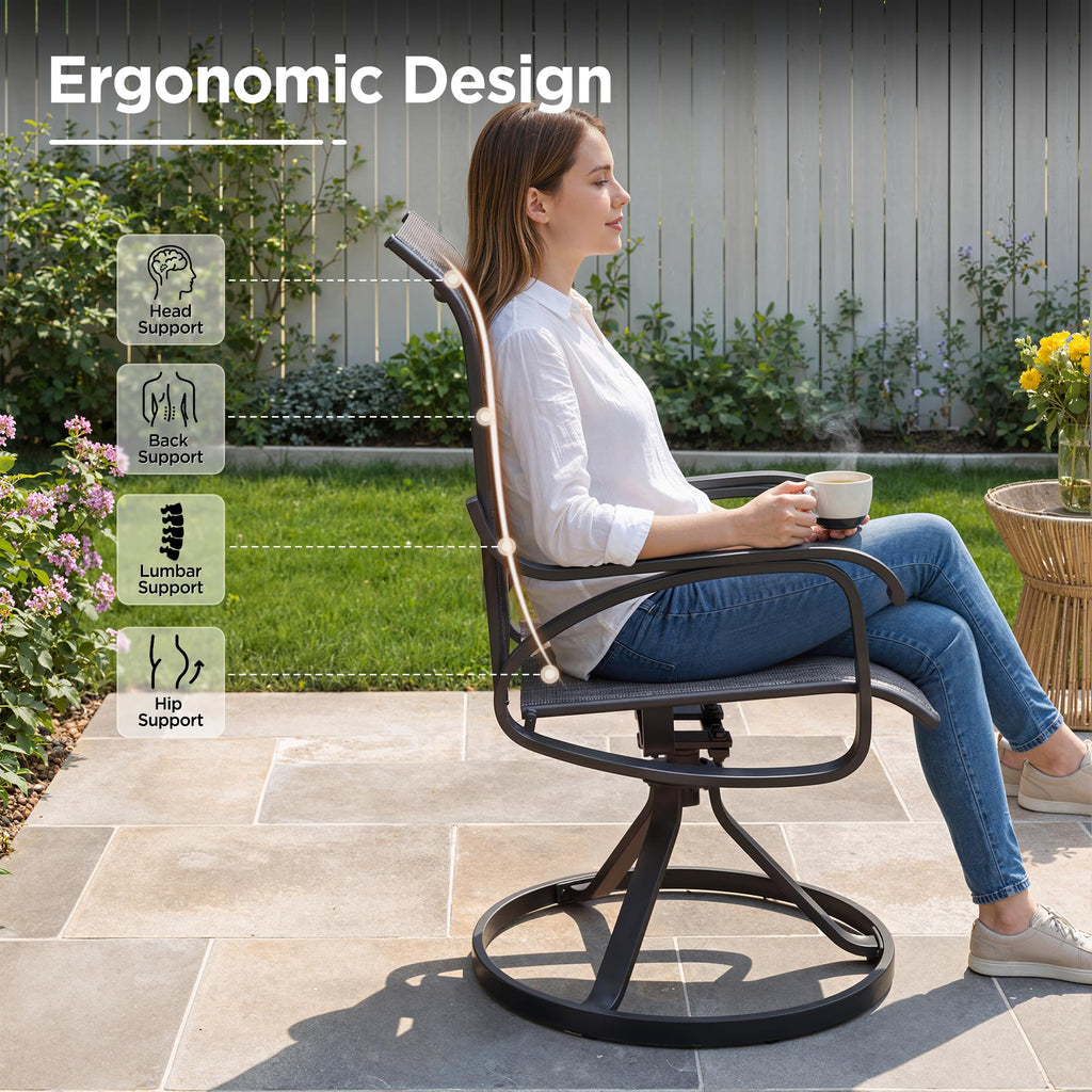 LOUVIXA Patio Swivel Chair Set of 8, All-Weather Patio Swivel Rocking Chair, High Back Patio Dining Chairs for Backyard, Porch, Lawn, Garden(8, Navy Blue)