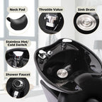 Shampoo Stations for Salon, Backwash Chair with Ceramic Bowl, Backwash Shampoo Unit, Sink Chair Station, Hair Washing Station for Barbershop