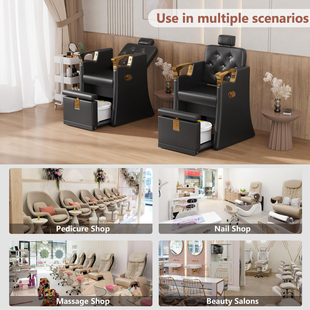 LOUVIXA Pedicure Station for Nail Tech, No Plumbing Pedicure Chair with Massage Pedicure Tub