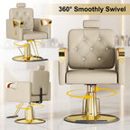 LOUVIXA Barber Chair Reclining, Salon Chairs for Hair Stylist, Height Adjustable Salon Styling Chair, Heavy Duty Barber Chairs, 360 Swivel Barbershop Chair (Rosa-Sliver, 330LBS)