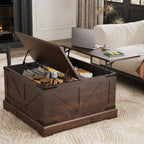 LOUVIXA Farmhouse Lift Top Coffee Table with Hidden Storage Compartment