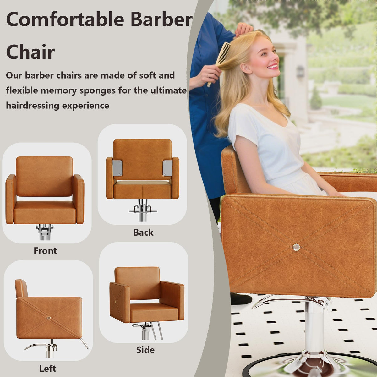 LOUVIXA Barber Salon Chairs for Hair Stylist, Height Adjustable Hydraulic Salon Chair, 360 Degrees Rotation, Multi-Function Shampoo Chair for Home Barbershop, Pink