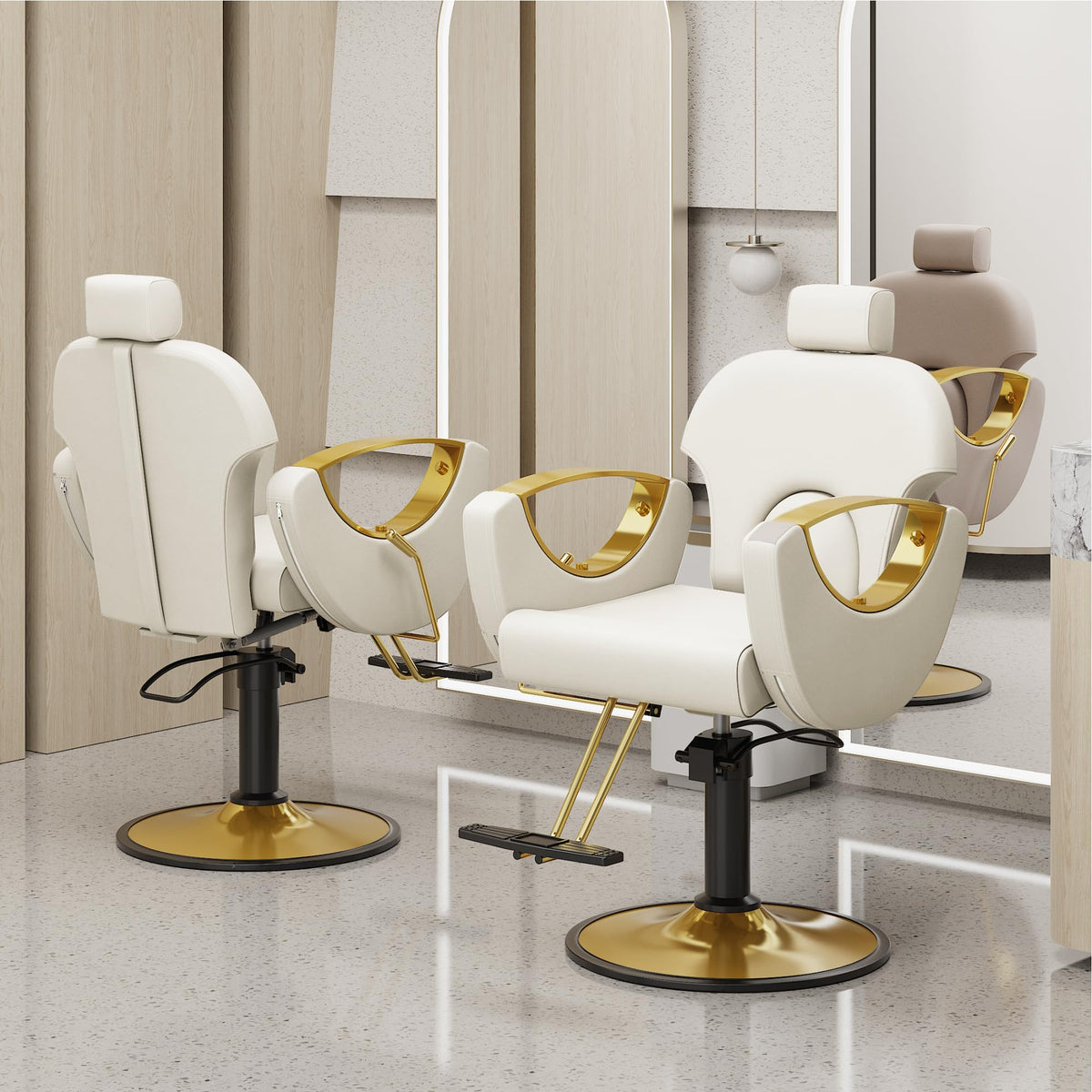 LOUVIXA Barber Chair for Hair Stylist, Height Adjustable Hydraulic Hair Reclining Salon Chair, 360 Degrees Rotation, Multi-Function Shampoo Chair for Salon Barbershop (Grey)