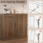 LOUVIXA Double Tilt Out Trash Cabinet, Kitchen Island with Trash Storage, Trashcan Cabinet for Kitchens, Wood Cabinet with Trash Can Pull Out, Dog Proof Trash Can (Off White, 20 Gal)