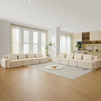 Modular Sectional Sofa, Boneless Couches for Living Room, Corduroy Couch, Big Comfy Couch, Modular Cloud Sofa with Deep Seat (Grey, 2 Pieces-Loveseat)