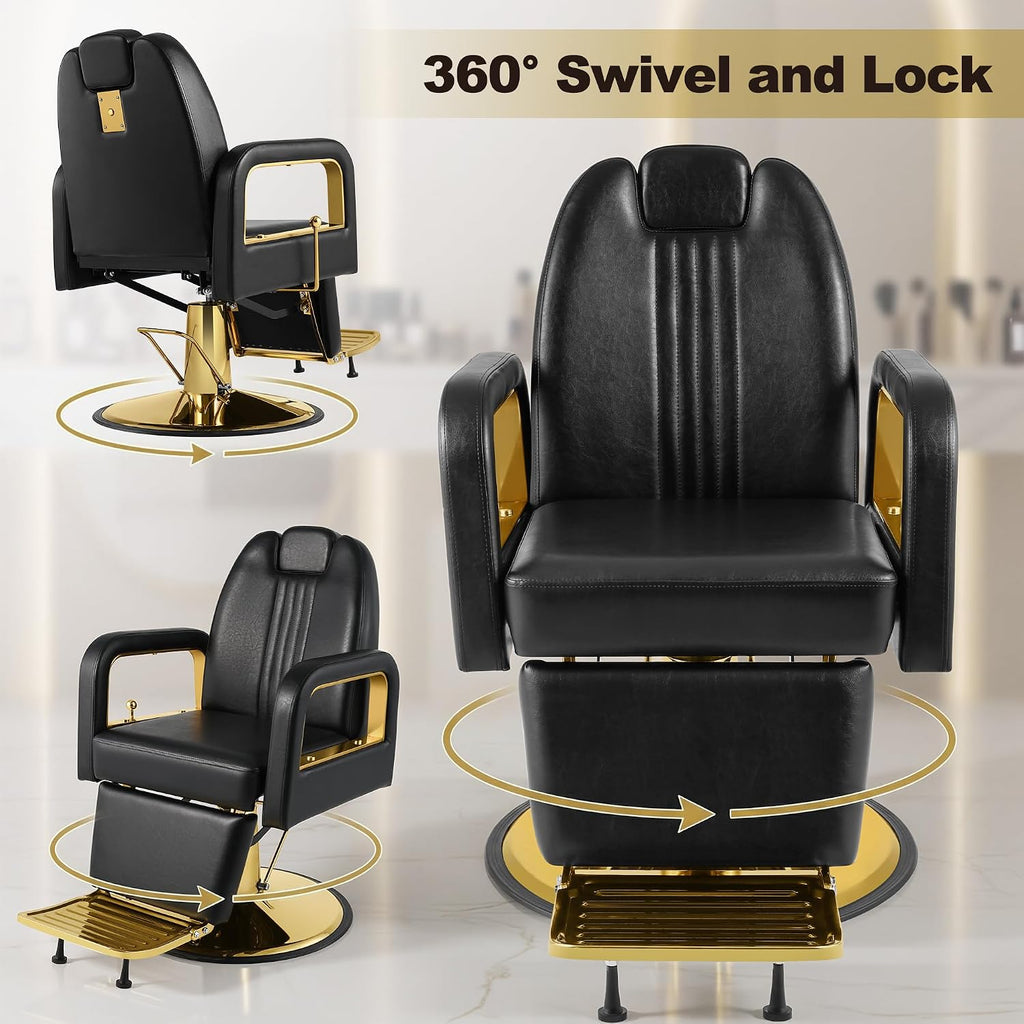 LOUVIXA Barber Chair Heavy Duty (Black)
