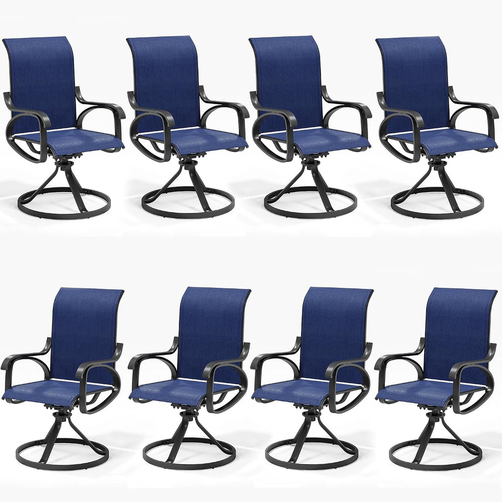 LOUVIXA Patio Swivel Chair Set of 8, All-Weather Patio Swivel Rocking Chair, High Back Patio Dining Chairs for Backyard, Porch, Lawn, Garden(8, Navy Blue)