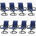LOUVIXA Patio Swivel Chair Set of 8, All-Weather Patio Swivel Rocking Chair, High Back Patio Dining Chairs for Backyard, Porch, Lawn, Garden(8, Navy Blue)