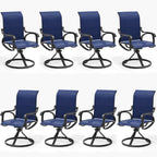 LOUVIXA Patio Swivel Chair Set of 8, All-Weather Patio Swivel Rocking Chair, High Back Patio Dining Chairs for Backyard, Porch, Lawn, Garden(8, Navy Blue)
