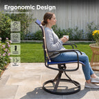 LOUVIXA Patio Swivel Chair Set of 8, All-Weather Patio Swivel Rocking Chair, High Back Patio Dining Chairs for Backyard, Porch, Lawn, Garden(8, Navy Blue)