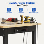 94.5" Heavy Duty Workbench, Height Adjustable Garage Work Table, Workstation Desk with Power Strip2, Workbench with Pegboard, 2000LBS Max Load