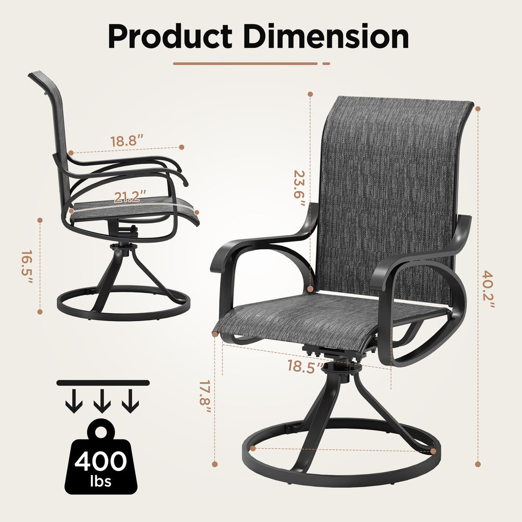 LOUVIXA Patio Swivel Chair Set of 8, All-Weather Patio Swivel Rocking Chair, High Back Patio Dining Chairs for Backyard, Porch, Lawn, Garden(8, Navy Blue)