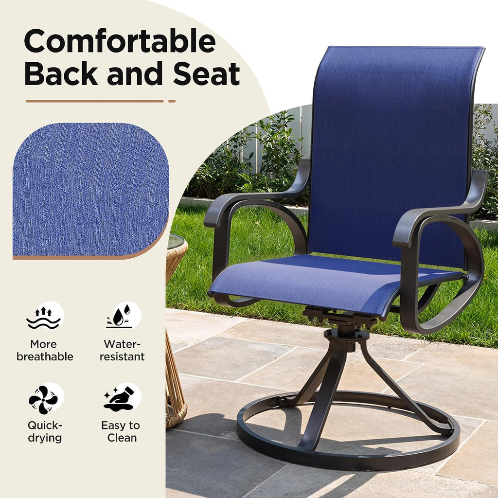 LOUVIXA Patio Swivel Chair Set of 8, All-Weather Patio Swivel Rocking Chair, High Back Patio Dining Chairs for Backyard, Porch, Lawn, Garden(8, Navy Blue)
