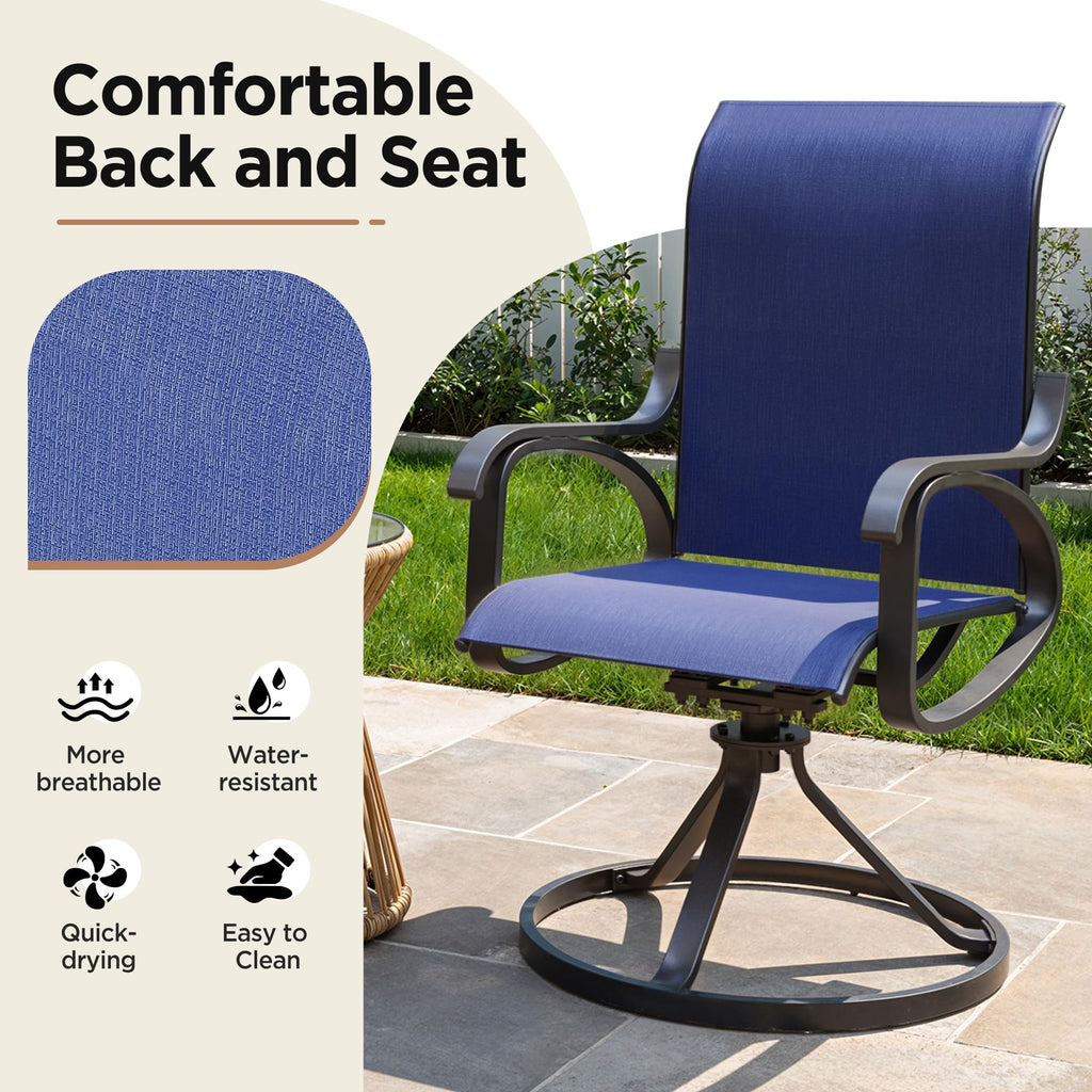 LOUVIXA Patio Swivel Chair Set of 8, All-Weather Patio Swivel Rocking Chair, High Back Patio Dining Chairs for Backyard, Porch, Lawn, Garden(8, Navy Blue)