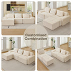 Modular Sectional Sofa, Boneless Couches for Living Room, Corduroy Couch, Big Comfy Couch, Modular Cloud Sofa with Deep Seat (Grey, 2 Pieces-Loveseat)
