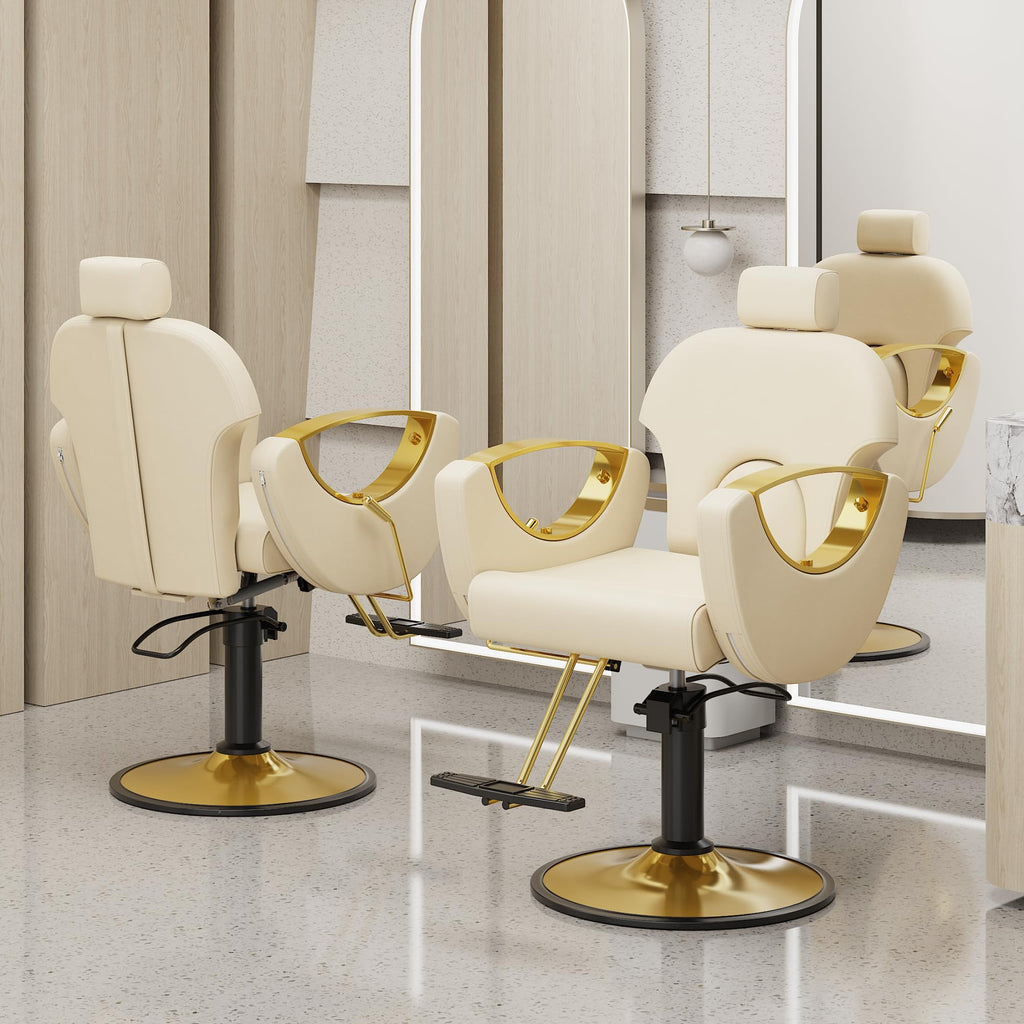 LOUVIXA Barber Chair for Hair Stylist, Height Adjustable Hydraulic Hair Reclining Salon Chair, 360 Degrees Rotation, Multi-Function Shampoo Chair for Salon Barbershop (Grey)