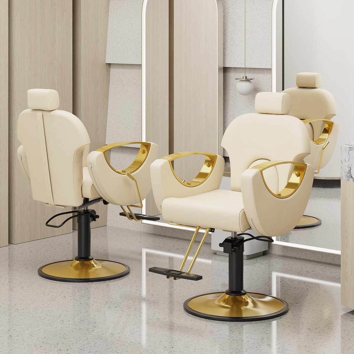 LOUVIXA Barber Chair for Hair Stylist, Height Adjustable Hydraulic Hair Reclining Salon Chair, 360 Degrees Rotation, Multi-Function Shampoo Chair for Salon Barbershop (Grey)