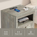 LOUVIXA Farmhouse Bedroom Sets of 3, 3Pcs Farmhouse Dresser Set, Including 5 Drawer Dressers and Nightstand Set of 2 with Charging Station (Grey Sets