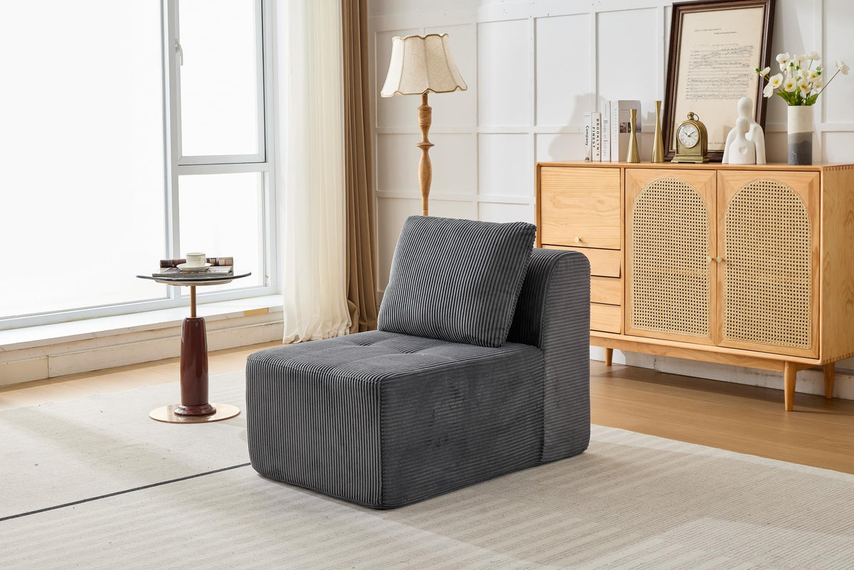 Modular Sectional Sofa, Boneless Couches for Living Room, Corduroy Couch, Big Comfy Couch, Modular Cloud Sofa with Deep Seat (Grey, 2 Pieces-Loveseat)