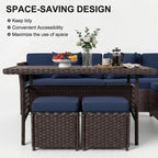 LOUVIXA 7 Pieces Patio Furniture Set, Outdoor Patio Furniture, Wicker Conversation Set with Dining Table, Chairs and Ottoman (6237 Grey-Brown)