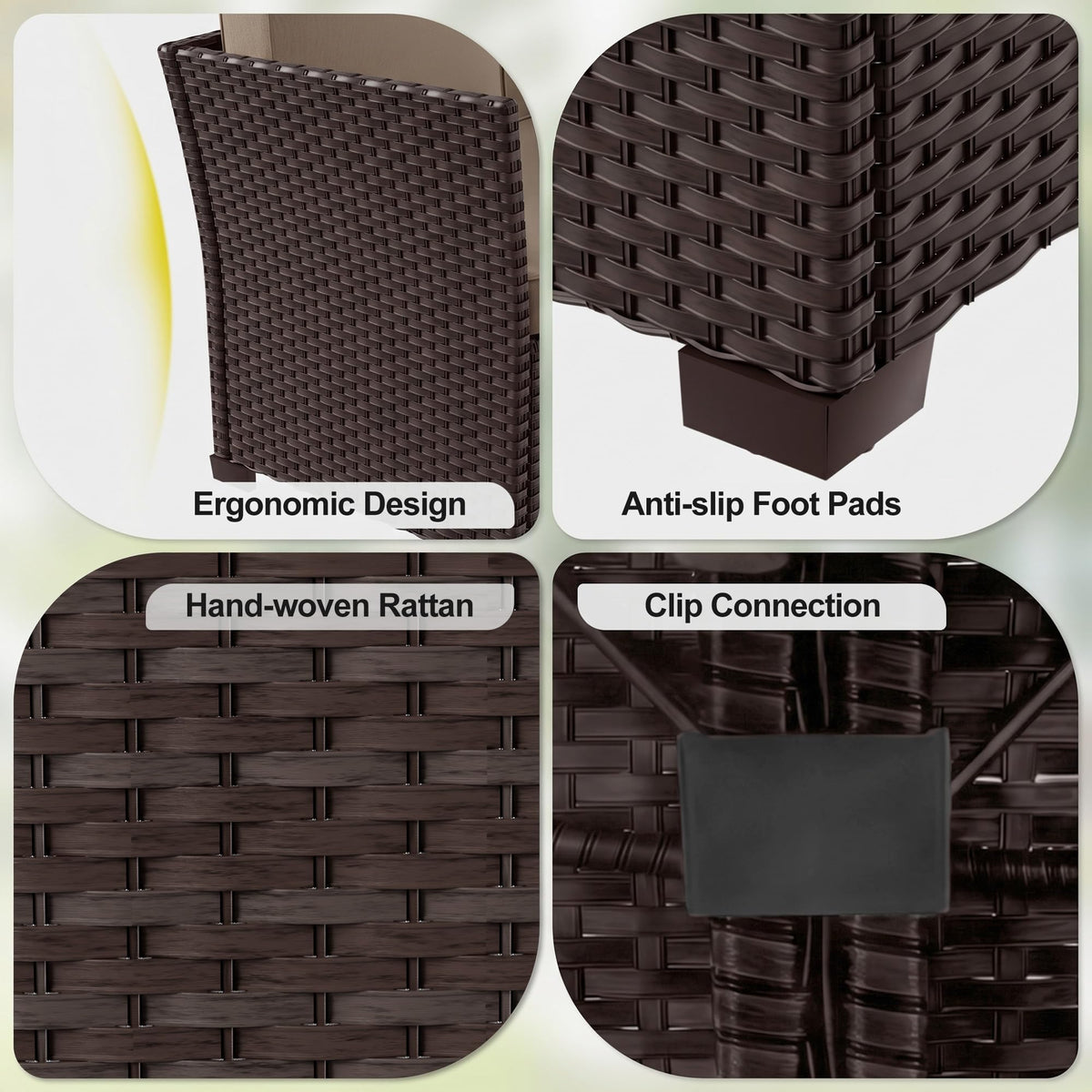 LOUVIXA 7 Pieces Patio Furniture Set, Outdoor Patio Furniture, Wicker Conversation Set with Dining Table, Chairs and Ottoman (6237 Grey-Brown)