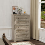 LOUVIXA 4-Piece Farmhouse Bedroom Set (9-Drawer Dresser, 5-Drawer Chest & Nightstands)