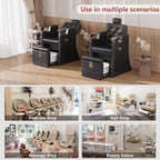 LOUVIXA Pedicure Station for Nail Tech, No Plumbing Pedicure Chair with Massage Pedicure Tub (Gloss Black-Silver)