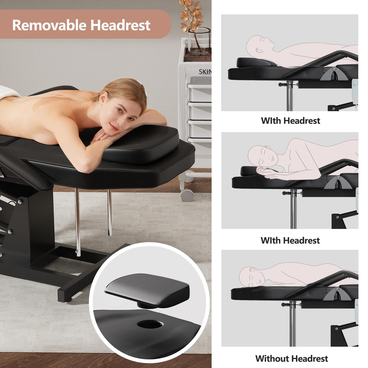 LOUVIXA Electric Height Adjustable Tattoo Bed, Electric Lift Massage Table, Multi-Purpose Massage Tattoo Lash Waxing Table for Beauty Barber Spa, Height Backrest Footrest Adjustable (Pink)