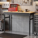 94.5" Heavy Duty Workbench, Height Adjustable Garage Work Table, Workstation Desk with Power Strip2, Workbench with Pegboard, 2000LBS Max Load