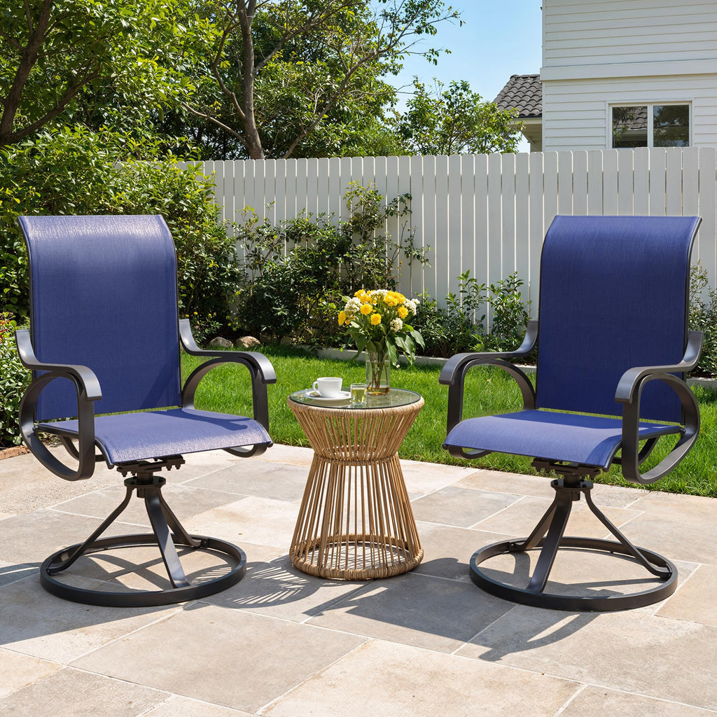 LOUVIXA Patio Swivel Chair Set of 8, All-Weather Patio Swivel Rocking Chair, High Back Patio Dining Chairs for Backyard, Porch, Lawn, Garden(8, Navy Blue)