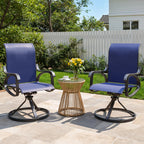 LOUVIXA Patio Swivel Chair Set of 8, All-Weather Patio Swivel Rocking Chair, High Back Patio Dining Chairs for Backyard, Porch, Lawn, Garden(8, Navy Blue)