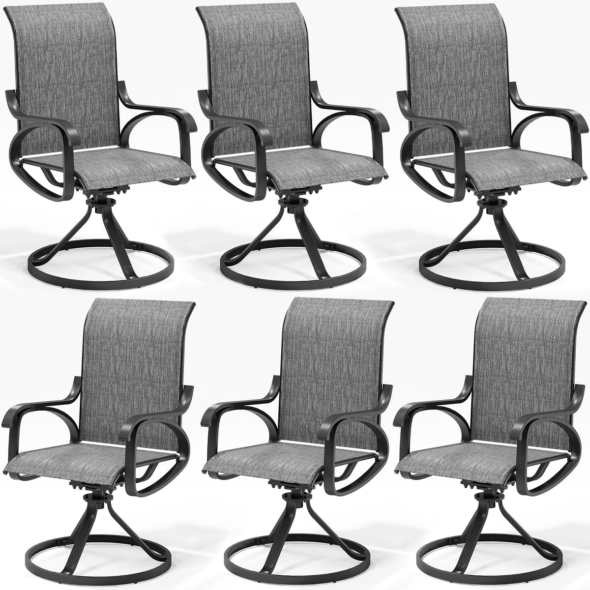 LOUVIXA Patio Swivel Chair Set of 8, All-Weather Patio Swivel Rocking Chair, High Back Patio Dining Chairs for Backyard, Porch, Lawn, Garden(8, Navy Blue)