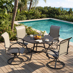 LOUVIXA Patio Swivel Chair Set of 8, All-Weather Patio Swivel Rocking Chair, High Back Patio Dining Chairs for Backyard, Porch, Lawn, Garden(8, Navy Blue)