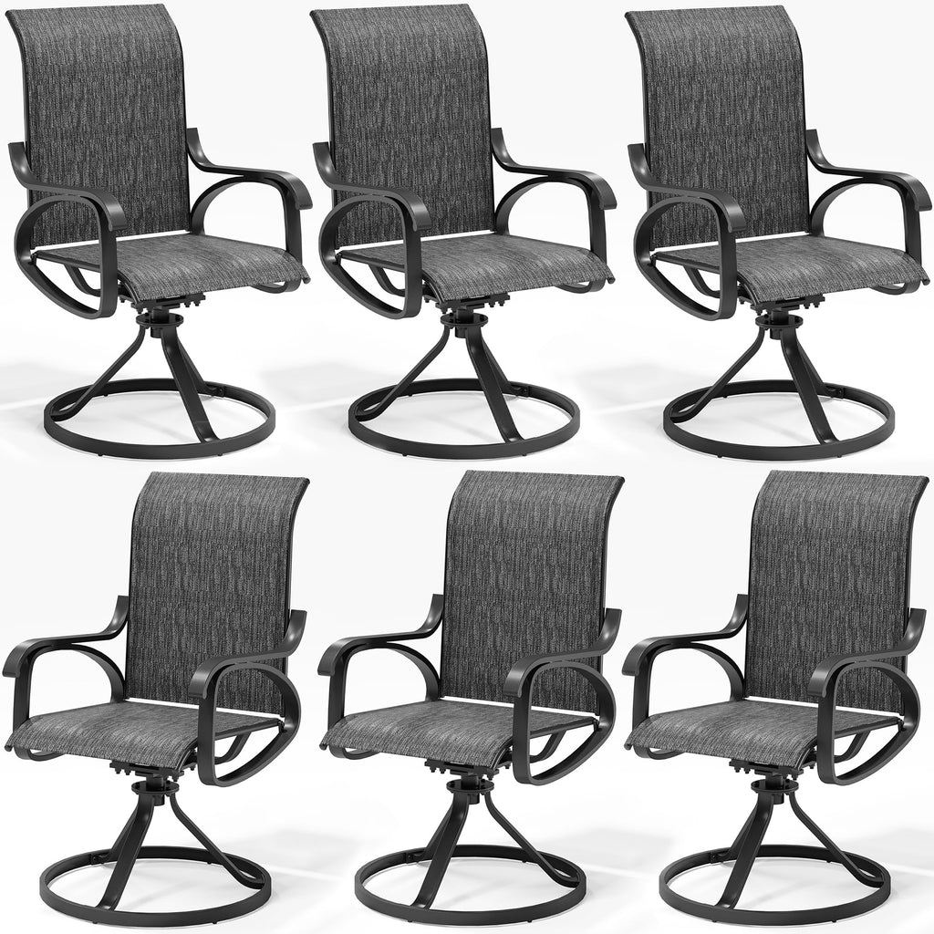 LOUVIXA Patio Swivel Chair Set of 8, All-Weather Patio Swivel Rocking Chair, High Back Patio Dining Chairs for Backyard, Porch, Lawn, Garden(8, Navy Blue)