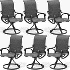 LOUVIXA Patio Swivel Chair Set of 8, All-Weather Patio Swivel Rocking Chair, High Back Patio Dining Chairs for Backyard, Porch, Lawn, Garden(8, Navy Blue)
