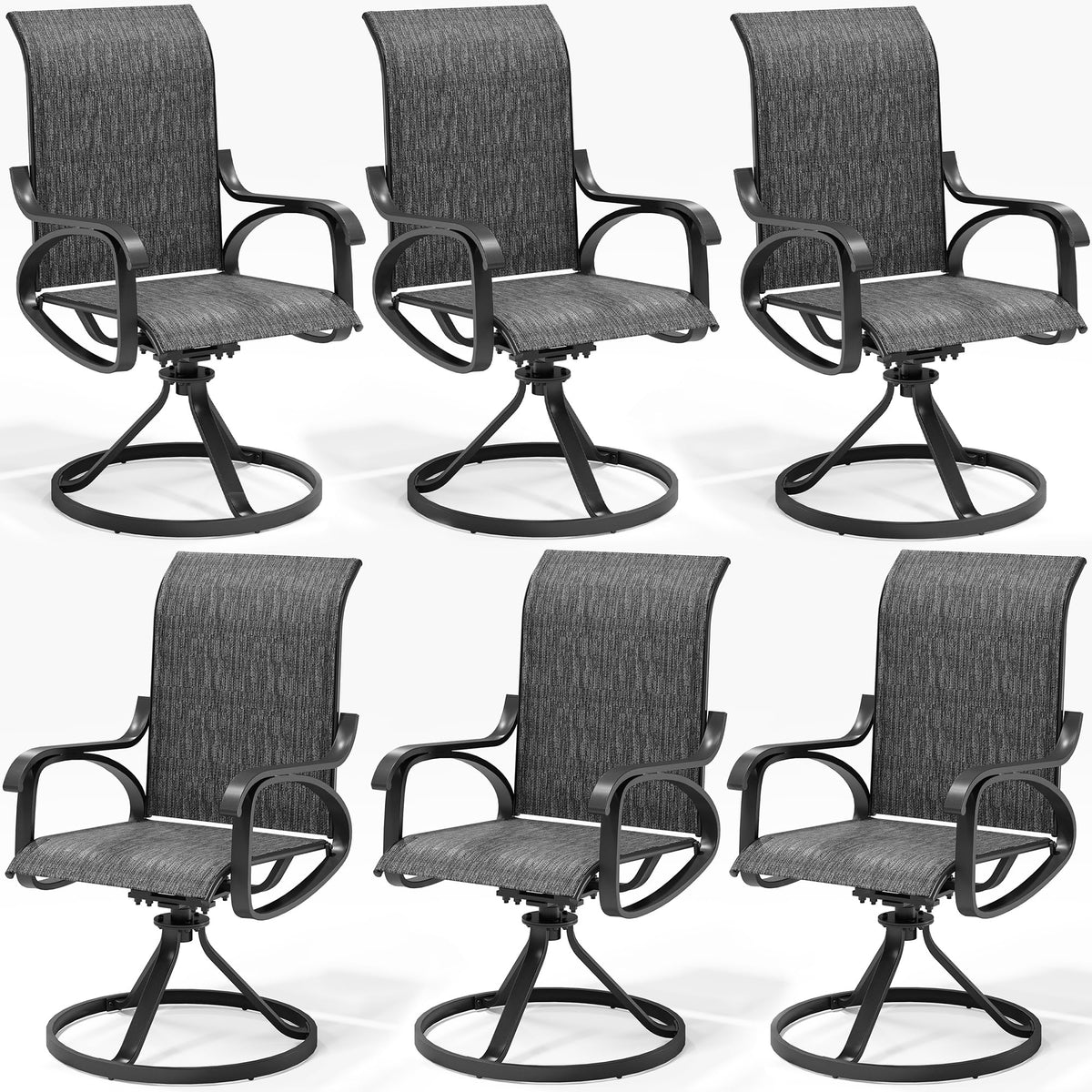 LOUVIXA Patio Swivel Chair Set of 8, All-Weather Patio Swivel Rocking Chair, High Back Patio Dining Chairs for Backyard, Porch, Lawn, Garden(8, Navy Blue)