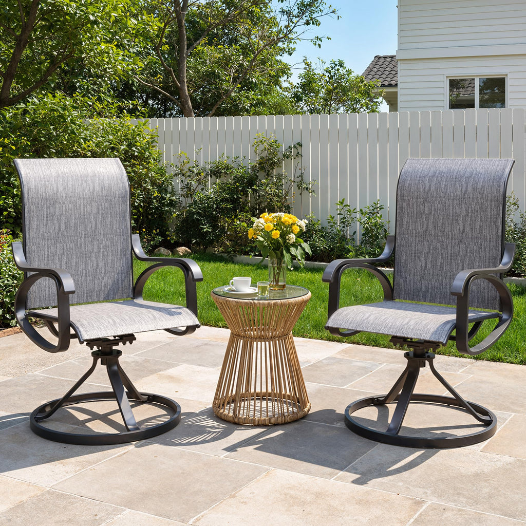 LOUVIXA Patio Swivel Chair Set of 8, All-Weather Patio Swivel Rocking Chair, High Back Patio Dining Chairs for Backyard, Porch, Lawn, Garden(8, Navy Blue)