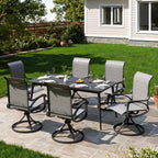 LOUVIXA Patio Swivel Chair Set of 8, All-Weather Patio Swivel Rocking Chair, High Back Patio Dining Chairs for Backyard, Porch, Lawn, Garden(8, Navy Blue)