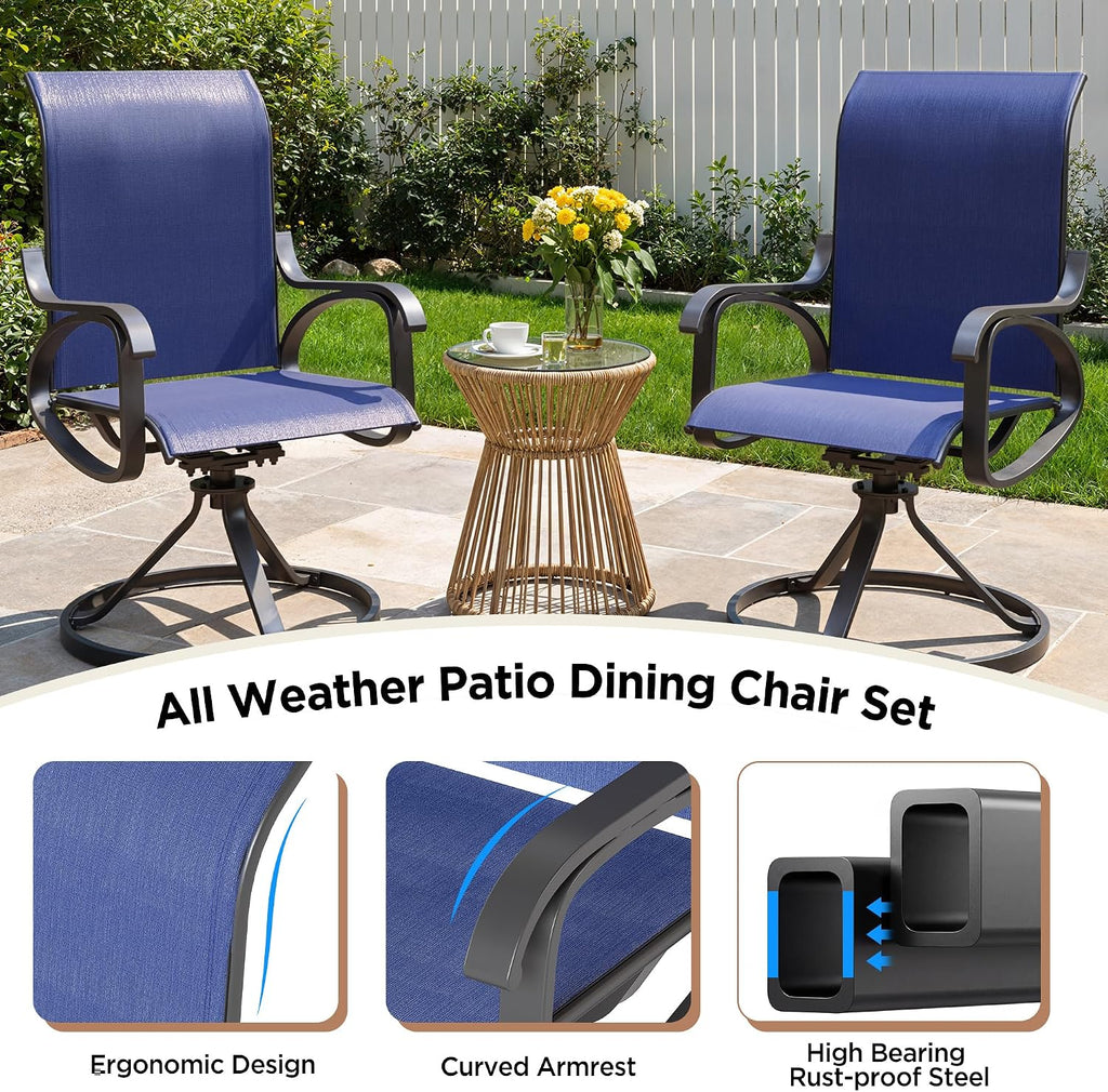 LOUVIXA Patio Swivel Chair Set of 8, All-Weather Patio Swivel Rocking Chair, High Back Patio Dining Chairs for Backyard, Porch, Lawn, Garden(8, Navy Blue)