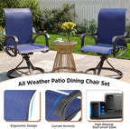 LOUVIXA Patio Swivel Chair Set of 8, All-Weather Patio Swivel Rocking Chair, High Back Patio Dining Chairs for Backyard, Porch, Lawn, Garden(8, Navy Blue)