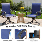 LOUVIXA Patio Swivel Chair Set of 8, All-Weather Patio Swivel Rocking Chair, High Back Patio Dining Chairs for Backyard, Porch, Lawn, Garden(8, Navy Blue)