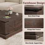LOUVIXA Farmhouse Lift Top Coffee Table with Hidden Storage Compartment